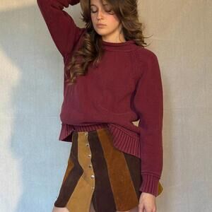 Boxy Burgundy LL Bean Cotton Sweater